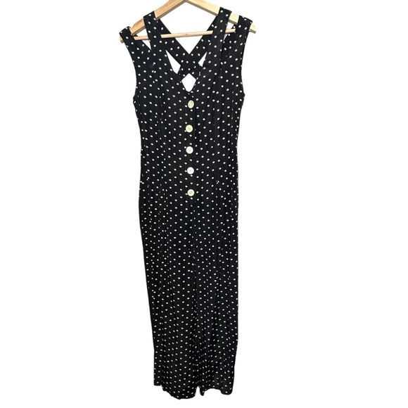 Vintage Express 90s Polka Dot Wide Leg Button Front Jumpsuit - Picture 6 of 13